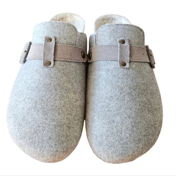 American Eagle Women's Felt Shearling Gray Clog Slip-on Shoes Size 10. - Picture 9 of 16